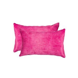 Natural Home Decor Torino Cowhide Pillow | 2-Piece | Fuchsia | 12"x20"